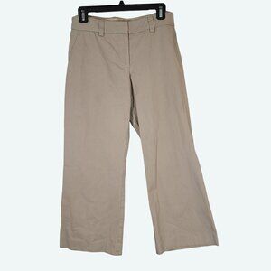 Trina Turk Mid Rise Wide Leg Crop Chino Trouser Khaki Size 2‎ Cotton Blend